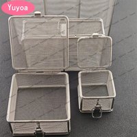 304 Stainless Steel Sterilization Basket with Lid Dental Cleaning Filter Draining Basket Medical Instrument Sterilization Box