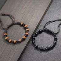 Vintage Natural Wooden Bracelet Unisex Handmade Braided Adjustable Rope Braclet Punk Jewelry Hand Accessories Buddha Brazalete