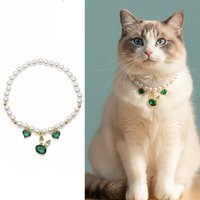 Pet Cat Dog Pearl Collar Light Luxury Cute Princess Style Cat Crystal Pendant Neck Collar Dog Bead Necklace with Accessories