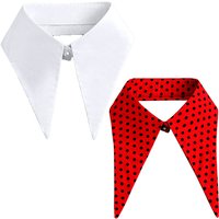Classic White Big Lapel Fake Collar for Womens Red Polka Dots Detachable Necklace Shirts Faux Men False Collars DIY Accessories