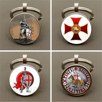 Knights Templar Red Cross Keychain Red Cross Freemason Symbol Glass Dome Keychain Keyring Bracket Jewelry Gift
