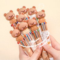 10 Colors Cartoon Bear Ballpoint Pen 0.5mm Colorful Ink Gel Pens Silicone Kawaii Pens School Office Supplies Kid Gift Stationery