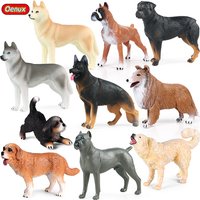 Oenux New Farm Dogs Pet Figurines Rottweiler Collie Huskie Bulldog Schnauzer Model Action Figures Cute Home Decoration Kids Toy