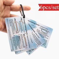 6pcs/set Waterproof Fishing Knot Guide Cards Step-by-Step Diagrams Pocket Reference with Carabiner for Beginners Fishing Tackle