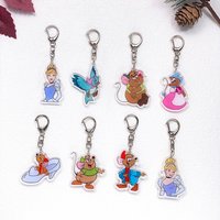 1/18Pcs Disney Princess Cindy Cinderella Keychain Accessories Acrylic Cute Charms Pendant For Bag Key Holder Backpack Decoration