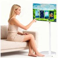 23.8 27 32 Inch Movable Touch Screen LCD Android TV Stand on Wheels Screen Portable HD Mirror Smart TV for Home Entertainment