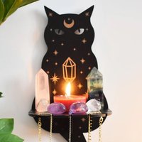Katzenwand-Kristallregal, niedliches hölzernes Wandregal, Kristall-Display-Organizer, schwebende Regale für Wohnzimmer, Badezimmer, Dekor, Geschenk