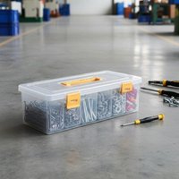 Hardware Tool Storage Box with Multi Compartment Design Clear Plastic Organizer for Garage DIY Small Hardware Parts