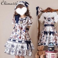 Original Lolita DOLL Doll Op Dress 2025 Summer Clothes New Sweet Girl Cute Cartoon Print Temperament Short Dresses for Women