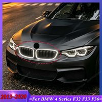 For BMW 4 Series F32 F33 F36 2014-2020 ABS Gloss Black Kits Front Bumper Grille LED Light Single/Double Line Racing Grill Tuning
