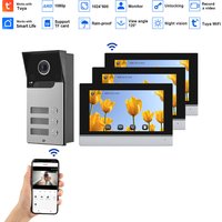 NewHot Offer Smart WIFI Video Door Phone 7 Inch Touch Screen Tuya App Support Night Vision Camera Waterproof for 3 Apartments