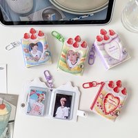 Fashion Cartoon 2in Strawberry Cake Card Album Cute Idol Polaroid Photo Storage Card Holder Bag Decoration Pendant Keychain Gift