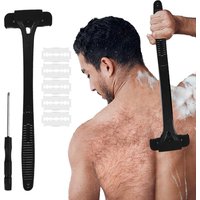 Men's Foldable Back Shaver Razor - Body Leg Hair Removal Trimmer with Handle Portable Shaving Tool for Men