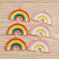 10pcs 30x19mm Colorful Enamel Rainbow Charms Pendants for Jewelry Making Earrings Necklace DIY Handmade Keychains Craft Supplies