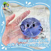 Blue Glitter Transparent Egg Squishy Stretch Squeeze Toy Stress Relief Fidget Toy Sequin Water Ball Sensory Decompression Gift