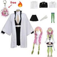 Japanese anime character Mitsuri Kanroji cosplay kimono wig set, sexy women's costume for adults and kids Halloween outfit