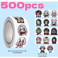 500Pcs Demon Slayer Oni Chibi Sticker Roll, Cool Multi‑Character Demon Anime Decals for Journaling, DIY & Package Decor