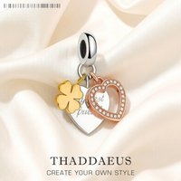 Cloverleaf Heart Dangle Charm Pendant Best Friend Europe Trendy Fine Jewelry For Women Men Lucky Gift In 925 Sterling Silver