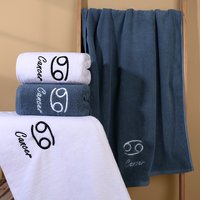 1PC Pure Cotton Towel With 12 Zodiac Constellations Embroidered And Thickened Soft And Absorbent Fashion Couple Face Wash Towel