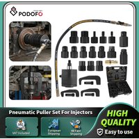 Podofo 24-teiliges Diesel-Injektor-Ausziehwerkzeug, pneumatischer Injektor-Abzieher, Werkzeugset für die Entfernung von Injektoren, Luftvibrations-Injektor-Entfernungsset