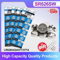 1.5V AG4 LR626 SR626SW 377A V377 Button Coin Battery 20-100Pcs For Watch Toy Mini Flashlight Thermometer