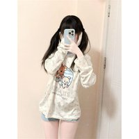 Japanese Cute Polka Dot Bear Print Tshirts 2000s Y2k Aesthetic Sweet Kawaii Pullover Tee E-girls Loose Casual Top Ropa Mujer