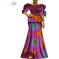 Ensemble 2 pièces pour femmes, tenues à la mode Dashiki, haut et jupe en coton, vêtements africains Bazin, grande taille, vêtements de fête, WY6729