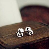 New Fashion Jewelry Cute Popular Simple Exquisite 925 Sterling Silver Double Mushroom Anti-allergy Classic Stud Earrings E103