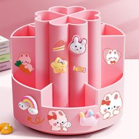 360 Rotating Pen Holder Fun Cartoon Design Multifunctional Desk Storage Box Cosmetic Pen Student Stationery Children's Gifts