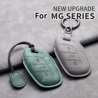 Leather Car Key Case Cover For MG4 2023 Mg6 Ev MG HS ZX MG5 Car Key Shell Fob Keychain Protected Holder Car Interior Accessories
