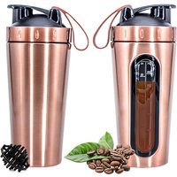 1Pc 700ML Stainless Steel Sports Water Mugs Shaker Bottles With Scale, Outdoor Gym Fitness Shake Cup Protein Powder Mixer Bottle