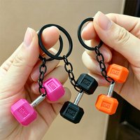 ZAKOL Gym Dumbbell Keychain Fashion 3D PVC Dumbbell Keychain Car Key Backpack Pendant Creative Gifts For Fitness Enthusiasts