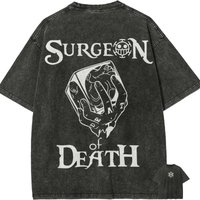 Trafalgar Law Surgeon of Death T Shirt One Piece Heart Pirates Vintage Acid Wash Streetwear Oversized Retro Anime Graphic Tees