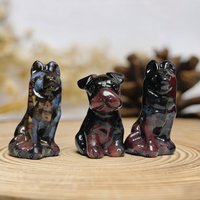1 hand-carved shrine terrier/wolf crystal | Unique natural stone animal figurine, home décor,Christmas and Valentine's Day gift.