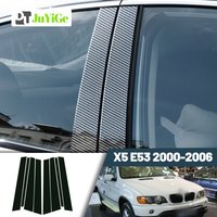 Glossy Black Carbon Fiber Window Door Deal B C Pillar Post Cover Sticker For BMW X5 E53 2000-2006 2001 2002 2003 2004 2005