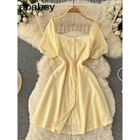 Square Neck 2026 Fashion Clothing Casual Summer Elegant Female Dress Clothes Dresses for women Sexy Mini Beach Sundress Robe