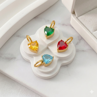 St-Delan Gold Plated Stainless Steel Heart CZ Birthstone Charms Multicolor Crystal Pendant for DIY Jewelry Making