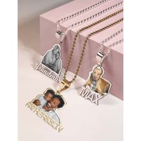 Family Father Mother Demand Print Photo Necklace Personalized Custom Gift For Men Woman Kid Couple Chain Stainless Steel Jewelry