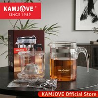 KAMJOVE Glass Teapot Infuser One-Click Filter TP-120 TP-140 TP-160 TP-200 TP-300 Press Art Tea Cup Filtering Tea Separation Cup