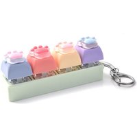 Cute Cat Paw Sensory Toys Keychain Soft Click Buttons Pastel Colors Stress Relief Office Students Daily Use Fidget Gift