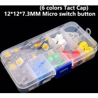 280PCS Tactile Push Button Switch Momentary (6 colors Tact Cap)+ 12*12*7.3MM Micro switch button