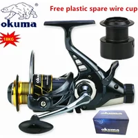 New Okuma Dual Brake Metal Wire Cup Fishing Reel 18K Max Drag5.2:1/4.9:1 Spinning Wheel G3000-6000