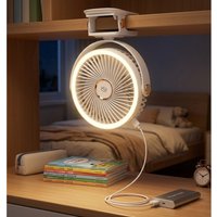 Clip-on Portable Desk Fan, Rechargeable Type-C Wireless Fan Adjustable Angle for Home Car Outdoor Camping