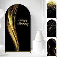 Golden Glitter Black Arch Cover Abstract Texture Backdrop for Birthday Wedding Party Decorations Backgrounds for Photographys
