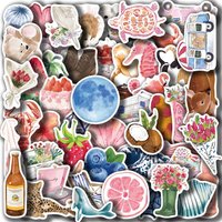 50Pcs Cartoon Watercolor Dairy Stickers Decals For Phone Laptop Scrapbook Luggage Helmet DIY Graffiti Aesthetic Sticker