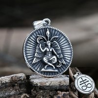 Men Stainless Steel Pendant Necklace Baphomet Goat Satanic Satan Leviathan Cross Demon Devil Lucifer Jewelry Boyfriend Gift