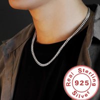 Original 925 Sterling Silver 8MM Cuban Necklace Men Women Wedding Fine Jewelry Accessories Party Gift