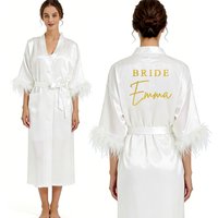Personalized Name and Date Robe Bride Bridesmaid Feather Bathrobe Birthday Party Gown Add Any Text Robes