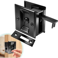 Privacy Sliding Door Lock with Pull Stainless Steel Privacy Pocket Door Hardware Sliding Latch for 1-3/8” Thickness Door