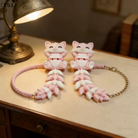 〔YS1〕2Pcs Flexible Movable Animal Stress Relief Pendant 3D Printed Articulated Fox Cat Fidget Toy Keychain For Kids Adults